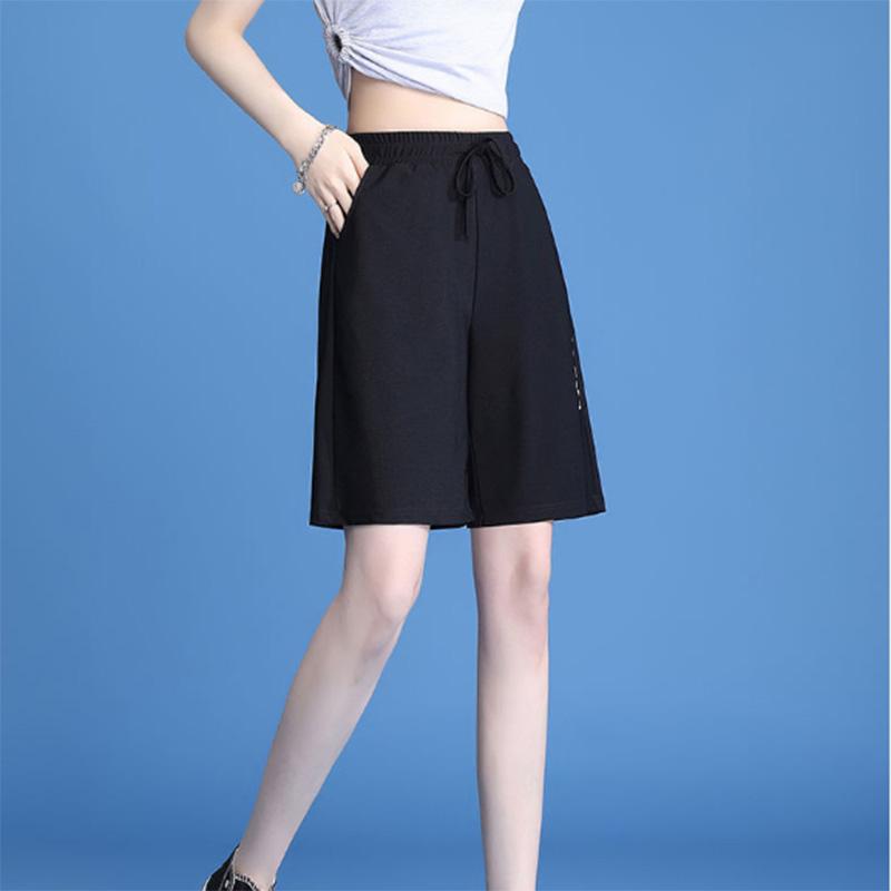 Ice Silk Wide Leg Pants Women's Summer High Waist Loose and Thin Large Size Quick-drying Casual Sports Shorts