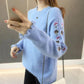 Autumn and Winter Fashion Round Neck Sweater Loose Long-sleeved Pullover Top Simple Style Women's Bottoming Shirt