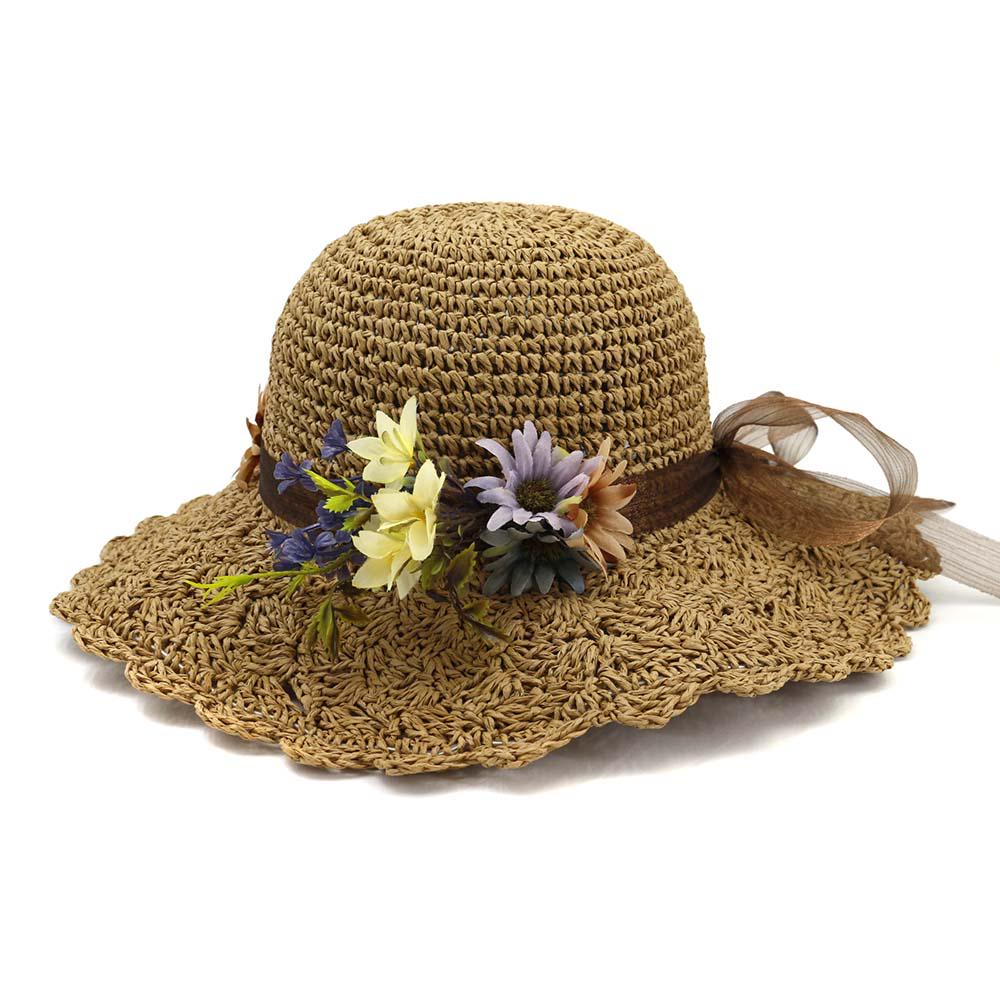 Women Summer Beach Wave Edge Sunshade Women's Straw Hat Handmade Hat