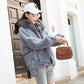 Autumn and Winter Cotton Coat Short Cowgirl Plus Velvet Thick Big Fur Collar Fur One Lamb Wool Coat