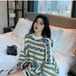 Pofulove round neck sweater women autumn and winter loose sweater jacquard long-sleeved thick