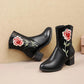 Autumn and Winter Ethnic Embroidered Shoes Plus Velvet Women's Short Boots Thick Heel Warm Women's Cotton Shoes