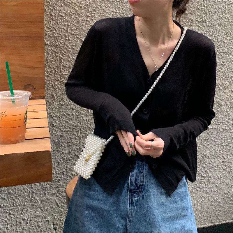Thin Air-conditioning Shirt Summer Korean Version of Sunscreen Shirt Long Sleeve V-neck Knitted Cardigan Blouse