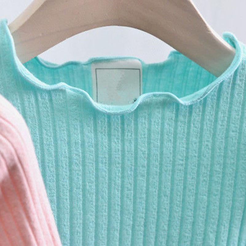Girls' Bottoming Shirt Spring and Autumn Clothing Thin Cotton Long-sleeved T-shirt for Girls Middle and Small Children Puff Sleeve Top