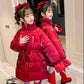 Girls' Cotton-padded Clothes Winter Children's Clothes Foreign Style Beautiful Red Girls' Down Jackets Plus Velvet Thickening Children Jackets