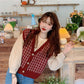 Retro Pattern Knit Sweater V-neck All-match Vest Vest Top Loose Loose Outer Wear Cardigan Sweater Jacket Sweet and Cute