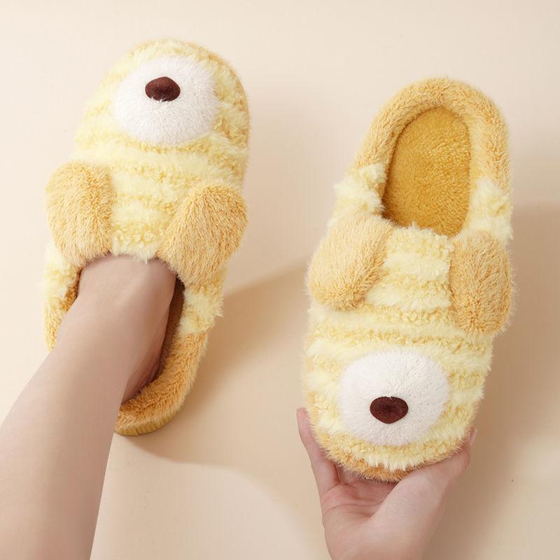 Autumn and Winter Cute Puppy Cotton Slippers Warm Flat Shoes Indoor Non-slip Cotton Shoes Soft Shoes