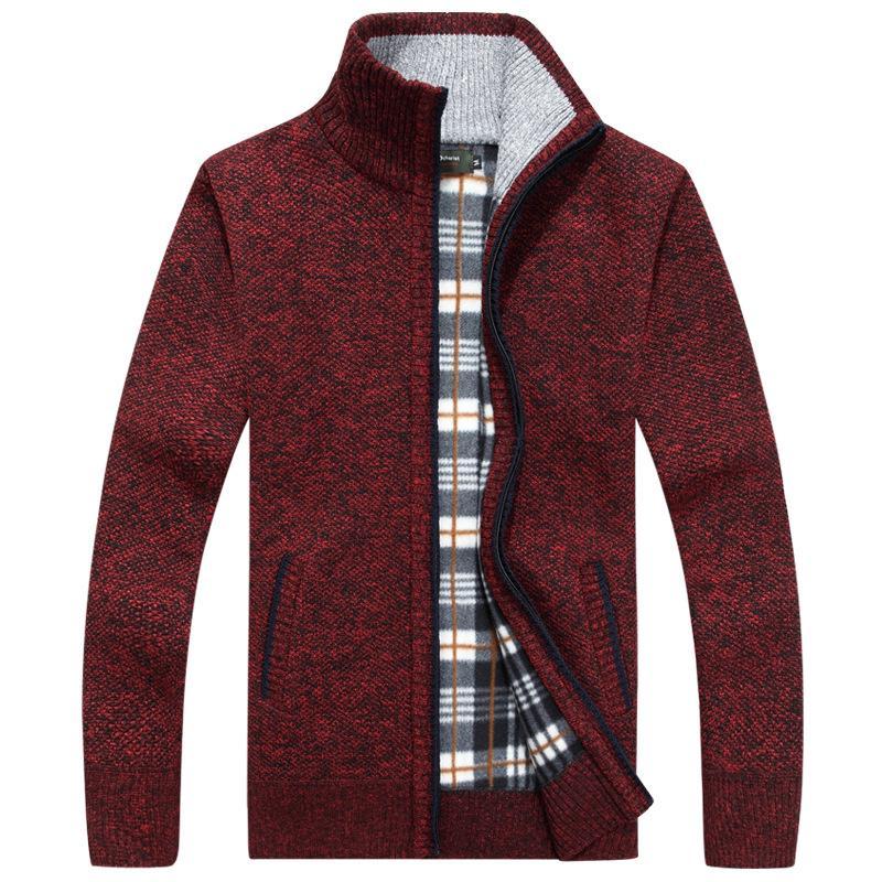 Autumn and Winter Sweater Men's Cardigan Velvet Thick Casual Jacket Loose Warm Fashion Men's Clothing