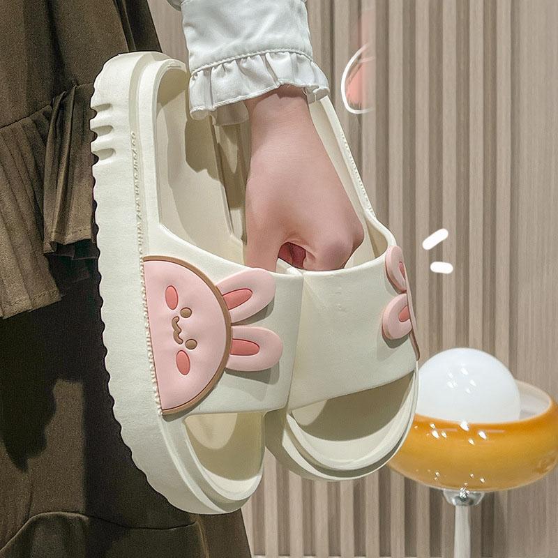 Cute Slippers Men Summer Cartoon Rabbit Home Couple Slippers Bathroom Non-slip Home Sandals Women Summer Outdoor Wear