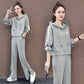 Suit Cotton-containing Leisure Sports Suit Hooded Long-sleeved Hoodie Wide Leg Pants Two-piece Women's Loose Suit Casual Wear