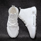 High-top Shoes Women's Summer New Style Shoes Flying Woven Breathable Casual Sports White Shoes