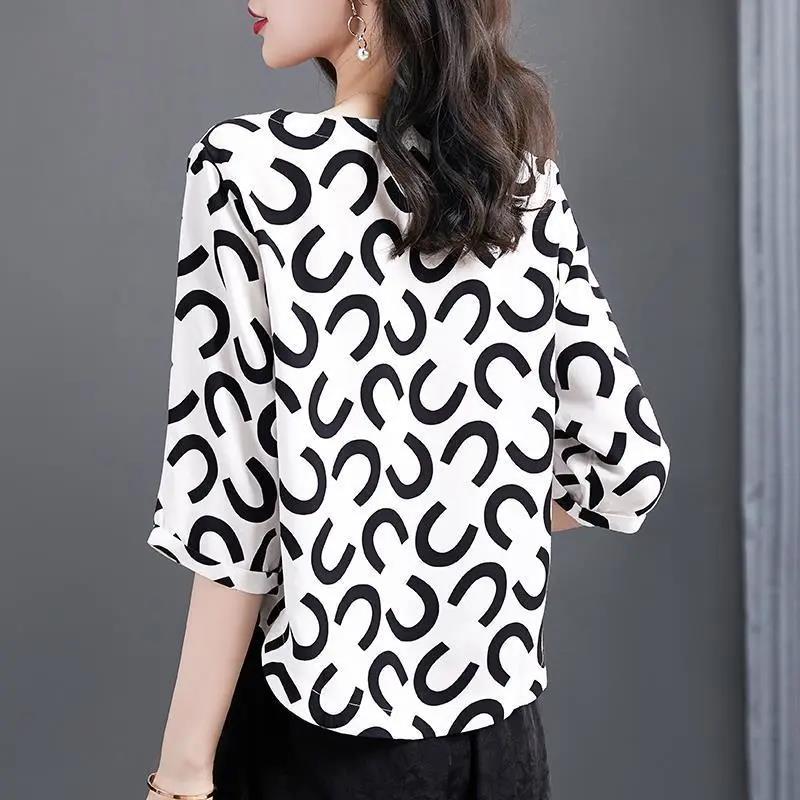 Large Size Western Style Printed Top Women's Summer Loose Short Simple T-shirt