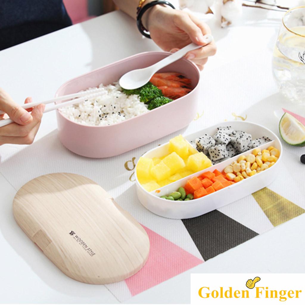 Microwave Lunch Box Japanese Wood Bento Box Single Layer Container Storage New
