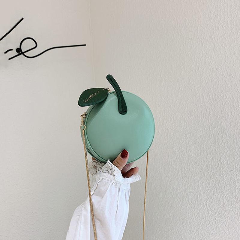 Round Bag Cartoon Fruit Messenger Bag Cute Small Bag Wild Mini PU Bag Girl Student Outing Trip Crossbody Bags
