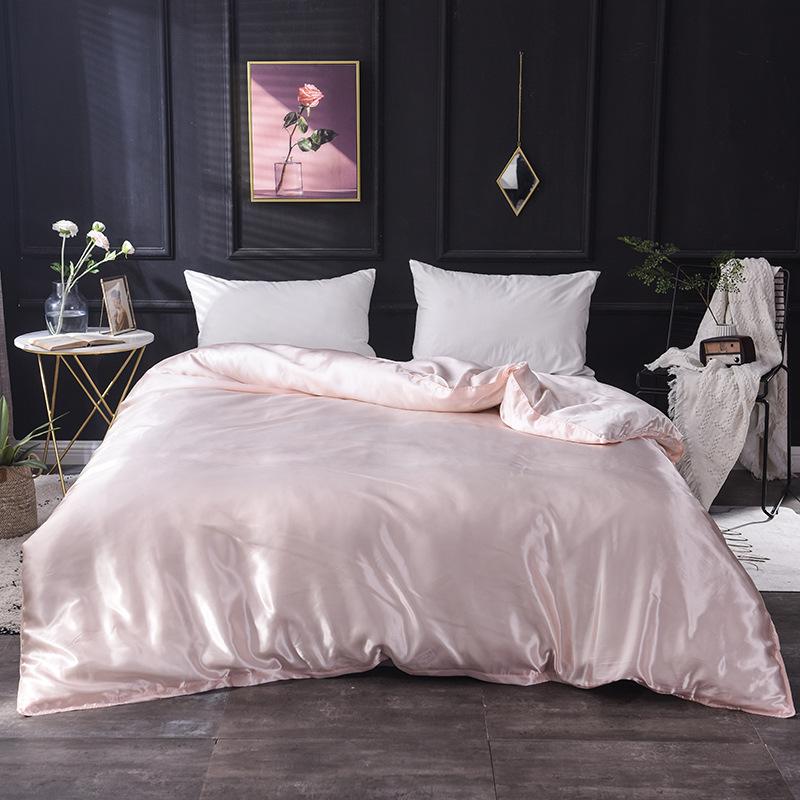 Washed Ice Silk Four-piece Set Pure Color Satin Silk Imitation Silk Bedding