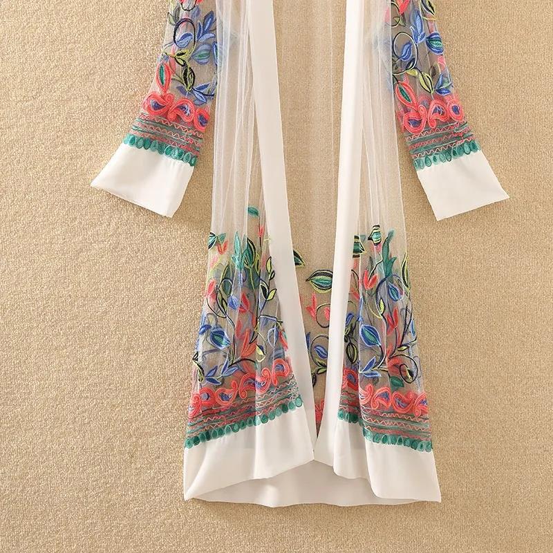 Women's Ethnic Style Loose Outer Chiffon Cardigan Thin Beach Mid-calf Length