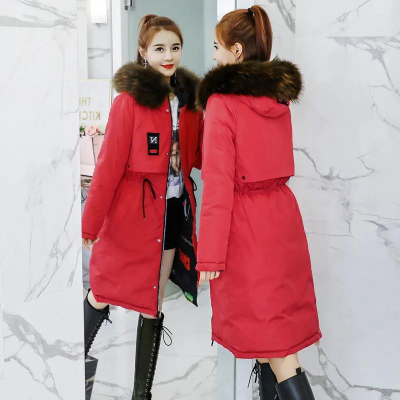 Women's Winter Mid-length Padded Coat Korean Version of The Big Fur Collar Padded Jacket Winter Coat