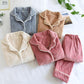 Winter Sleepwear Set Women Coral Fleece Pajamas Suits Flannel Thick Velvet Warm Homewear with Pockets Tops and Pants Long Sleeve Turn-down Collar