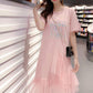 Dress Female Student Korean Version Loose Large Size Net Yarn Fairy Skirt Summer Small Fresh T-shirt Long Dress