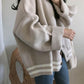 Lazy Style Knitted Cardigan Women's Autumn and Winter Loose School Style V-neck Long-sleeved Sweater Jacket