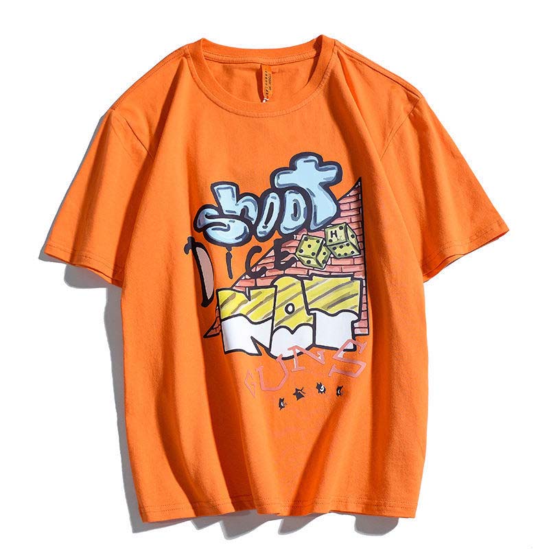 Short-sleeved Men's 100% Pure Cotton New Summer Student Handsome Loose T-shirt