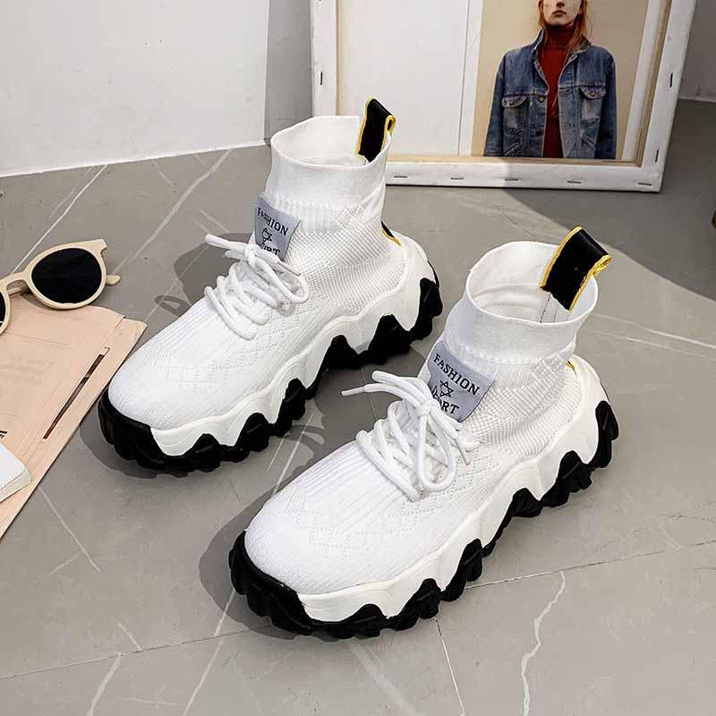 Plus Size 35-39 Summer Women High-top Mesh Luminous Sneakers Students Breathable Running Basketball Shoes Shockproof Non-slip Shoes