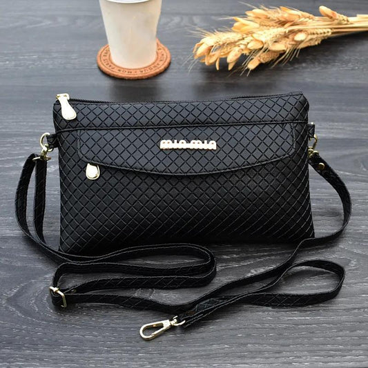 Check Leather crossbody bag Women Shoulder Messenger Bags Casual Portable Multi-Layer Large Capacity