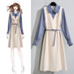 Plus Size Women's Fall 2021 Waist Waist and Thin Fake Two-piece Dress Children