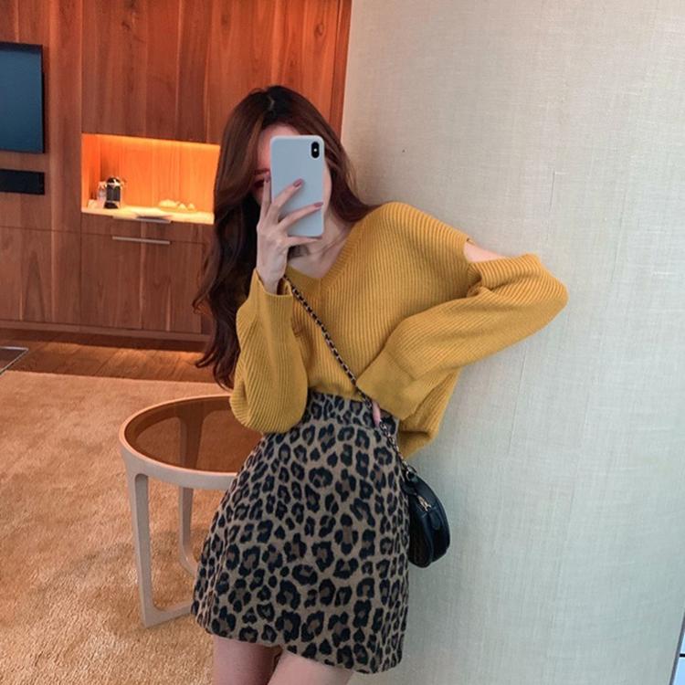 Women Sexy Leopard Tight A-line Hip Skirt Short Skirt Knee-length Zipper Club Casual Home Office