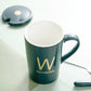 Creative Ceramic Mug Mug with Lid Spoon Male and Female Coffee Cup Student Drinking Cup Home Milk Couple Cup