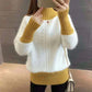 Autumn and Winter Cropped Sweater Pullover Loose Color Matching Jacket Half High Neck Knitted Female Top