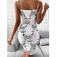 Dress Women's Spring and Summer Sexy Slim Print Dress Suspender Skirt