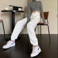 Gray Casual Sports Pants Women's Spring and Autumn Korean Style Loose High-waisted Footwear Pants Wide-leg Pants Tide