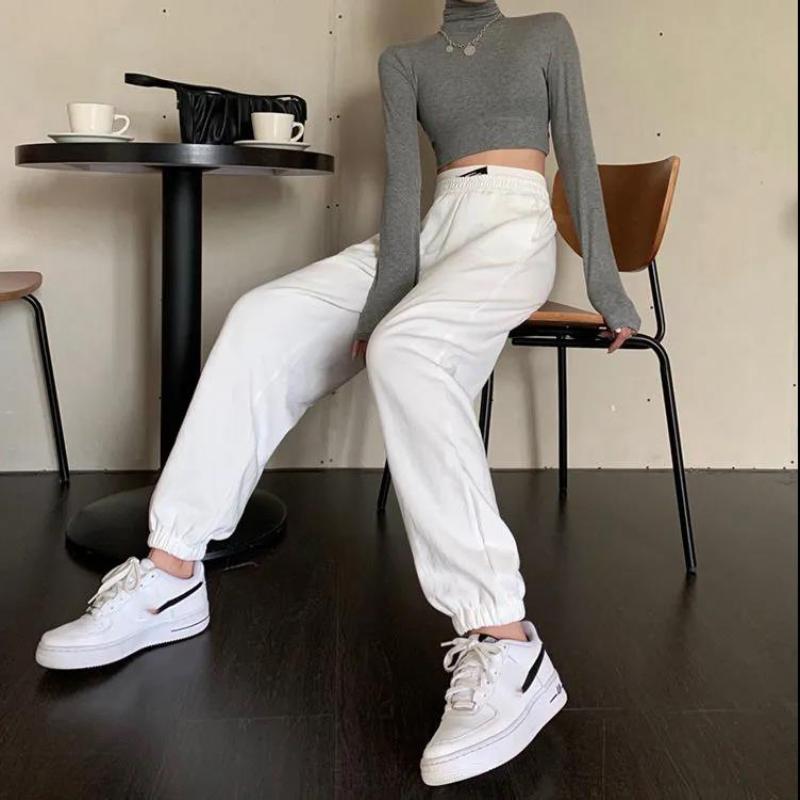 Gray Casual Sports Pants Women's Spring and Autumn Korean Style Loose High-waisted Footwear Pants Wide-leg Pants Tide