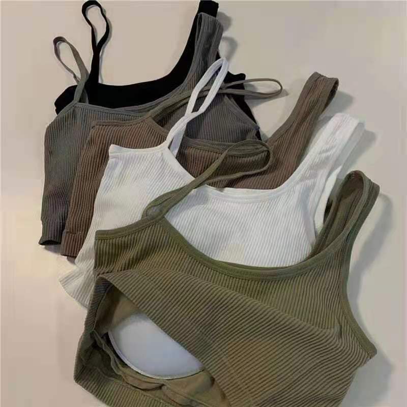 Half Turtleneck Sling Girl Sexy Vest Female with Chest Pad Outside Wear Inside Wear-proof Slim Top Wrap Chest Lingerie Yoga Fitness Sport Bar
