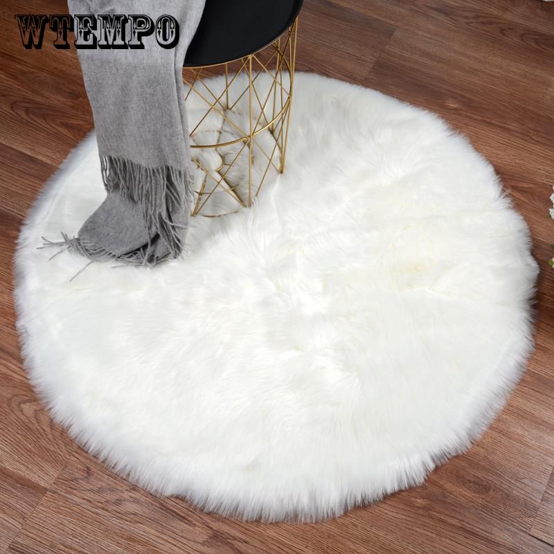 Fluffy Round Rug Carpets for Living Room Decor Faux Fur Carpet  Room Long Plush Rugs