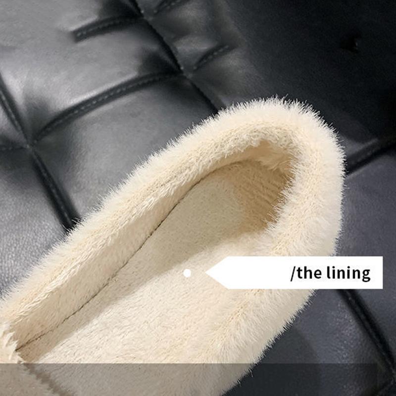 Temperament Women's Shoes Plus Velvet Winter All-match Flat-bottomed Thick-soled Cotton Shoes Thickened One-pedal Fur Shoes Moccasin Shoes