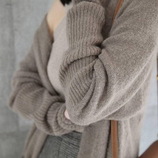 Knit Long Cardigan Women Sweaters Female Long Sleeve Pocket Winter Cardigans Casual Knitwear Jumpers