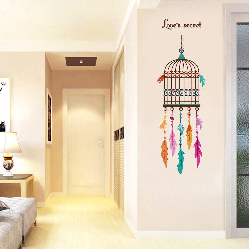 [sticker ]Feather Bird Cage Wall Stickers Home Decoration Living Room Bedroom Door Window Art Decor