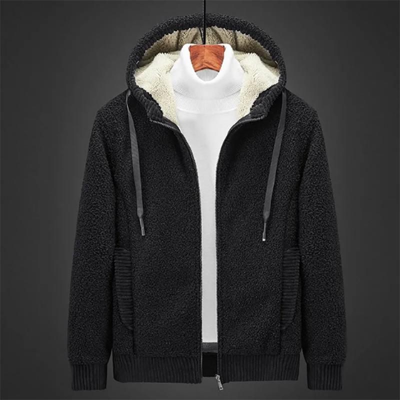 Autumn Plus Velvet Thick Men's Sweater Loose Large Size Lamb Velvet Sweatshirts Jacket Hooded Cardigan Top