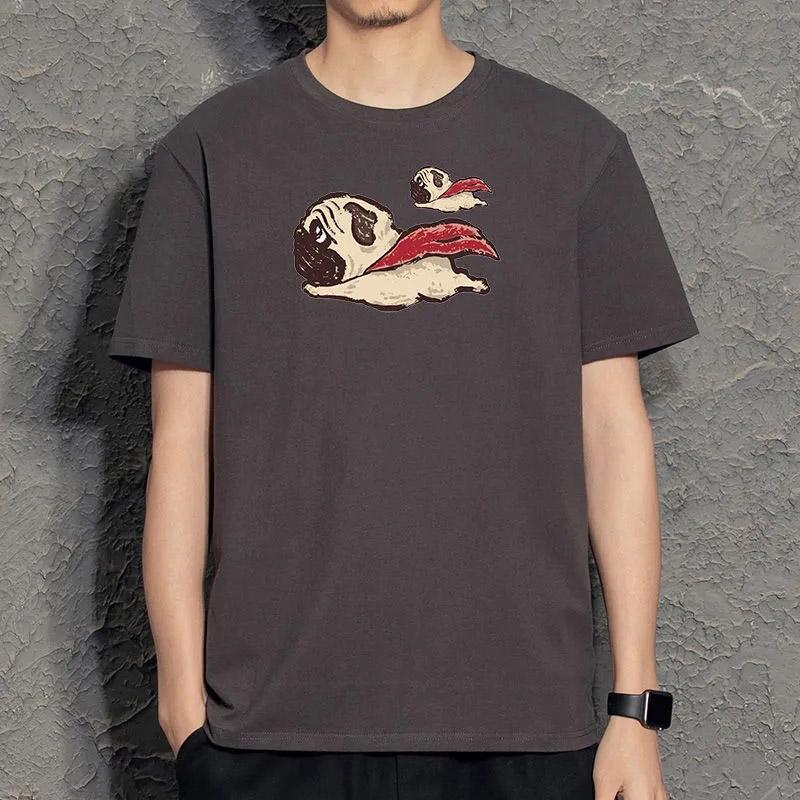 Panda Print Short-sleeved Men's Simple Casual Bottoming Shirt Student T-shirt Trendy Small Fresh Boys Half-sleeved