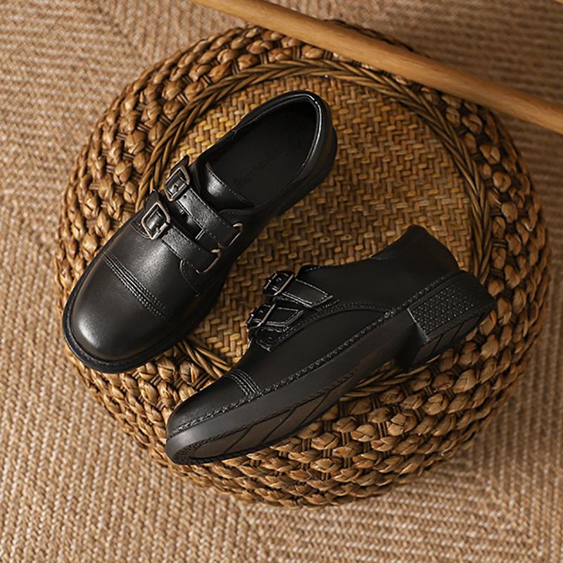 Korean Version of Small Leather Shoes Women Single Shoes Women Soft Leather Platform Loafers Lazy Shoes