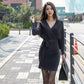 Autumn and Winter Mid-length Sweater Fashion V-neck Jacket Bat Sleeve Young Women Knitted Skirt