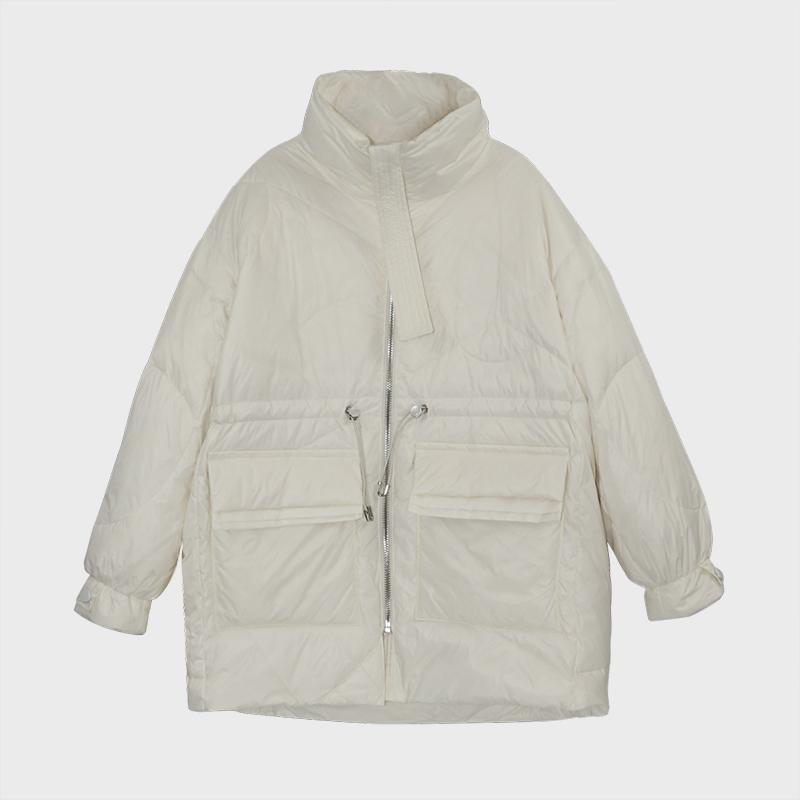Pure Winter Lightweight Down Jacket Women Thick Warm Batwing Long Sleeve Loose Doudoune Pocket Ultra Light Duck Down