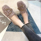 Plus Velvet Moccasin Shoes Women's Autumn and Winter Wear Flat Single Shoes All-match Temperament Women's Shoes Plus Velvet Beanie Shoes