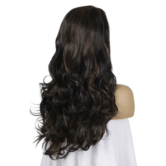 66cm Long Synthetic Natural Wave Brown Ombre Hair Wigs Heat Resistant Hair Wigs for Black Women