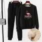 2pcs/set Women Fleece Liner Sweatshirt Tracksuit  Winter Casual Loose Jumper Plus Size  Outfits  Outwear