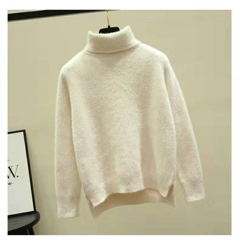 Podilove Turtleneck Fashion Mink Sweater Cashmere Loose Non-exaggerated Solid Sweater Jumper