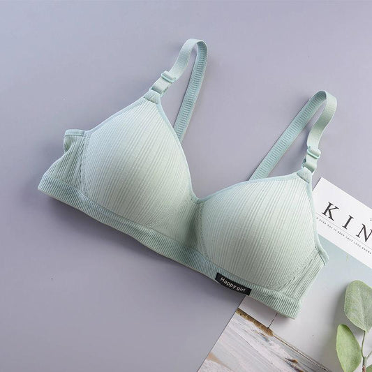 Cotton Underwear Women No Steel Ring Ab Cup Bra Small Size Thin Section Gather Anti-sagging Fabric Light and Breathable