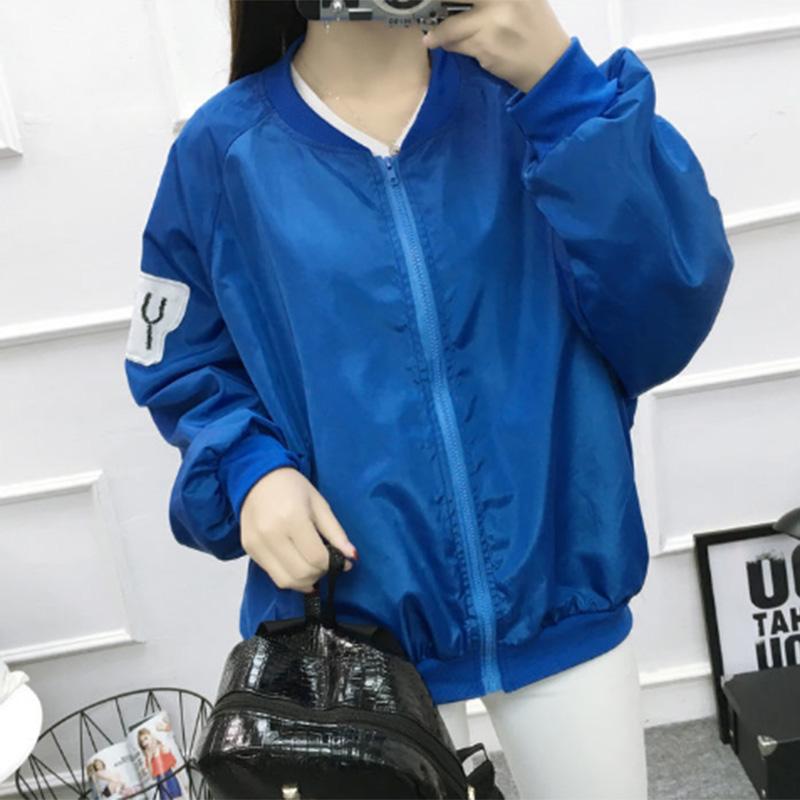 Spring and Autumn Sports Baseball Uniform Jacket Women's Solid Color Trend Loose Student Printed Jacket